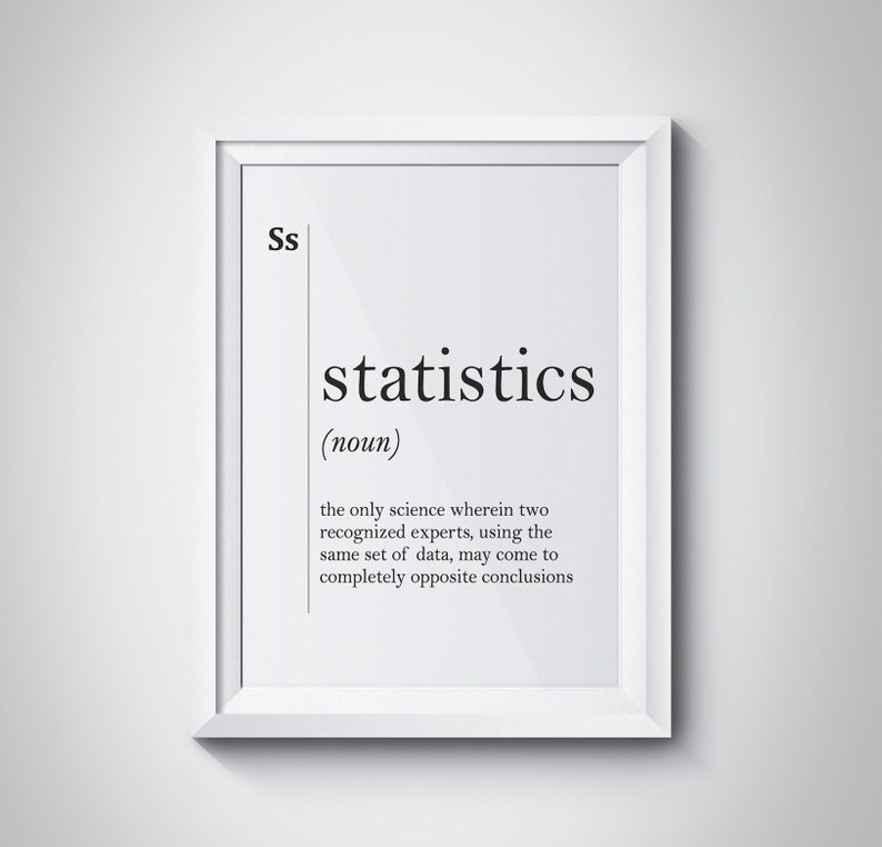 Statistics Definition Poster Gifts for Teacher Black and White Etsy