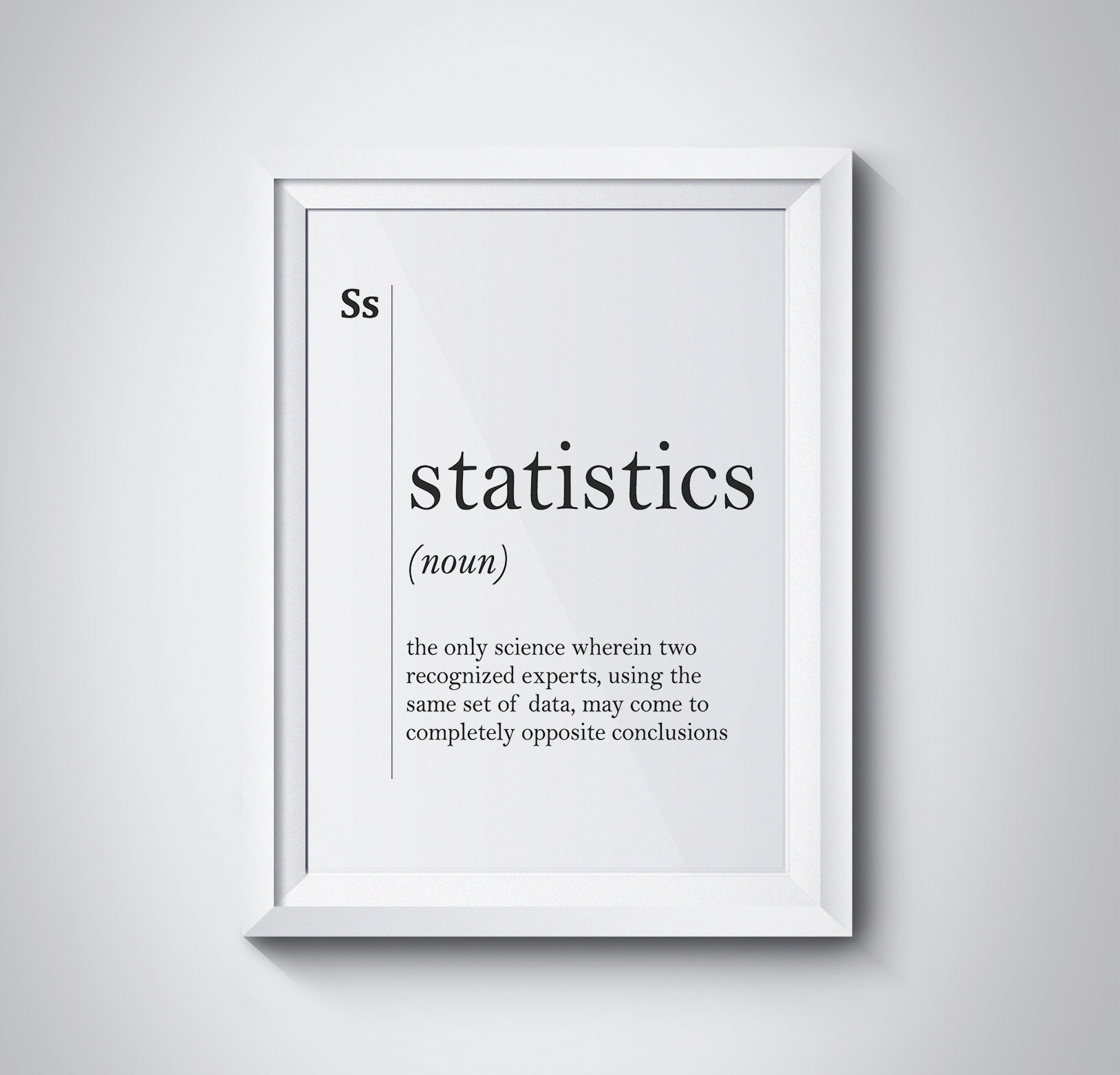 Statistics Definition Poster Gifts for Teacher Black and White ...