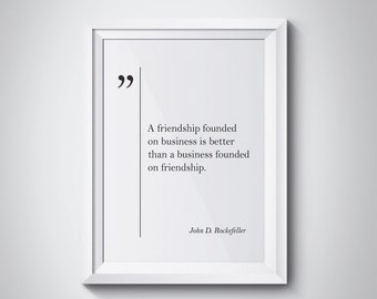 John D. Rockefeller Quote Business Partner Gift Friend Gift Friendship Business Wall Art Office Decor Rockefeller Wall Art Rockefeller Print