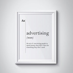 Advertising Definition Print Marketing Office Wall Art Boss Gift Adv Poster Agency Wall Art Poster Scandinavian Decor Typography Dictionary