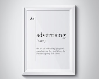 Advertising Definition Print Marketing Office Wall Art Boss Gift Adv Poster Agency Wall Art Poster Scandinavian Decor Typography Dictionary
