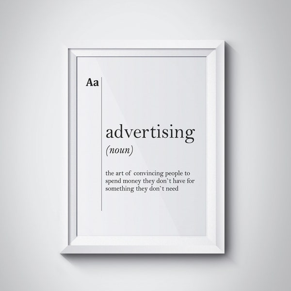 Advertising Definition Print Marketing Office Wall Art Boss Gift Adv Poster Agency Wall Art Poster Scandinavian Decor Typography Dictionary
