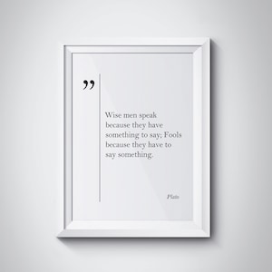 Plato Quote Wise Quotes Life Quotes Plato Print Philosophy Quotes Plato Wall Art Plato Poster Great Quotes Office Home Decor Typography Art