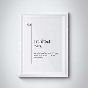 Architect Wall Art Gift for Architect Funny Definition Print Office Decor Coworker New Job Gift Home Wall Art Dictionary Typography Poster