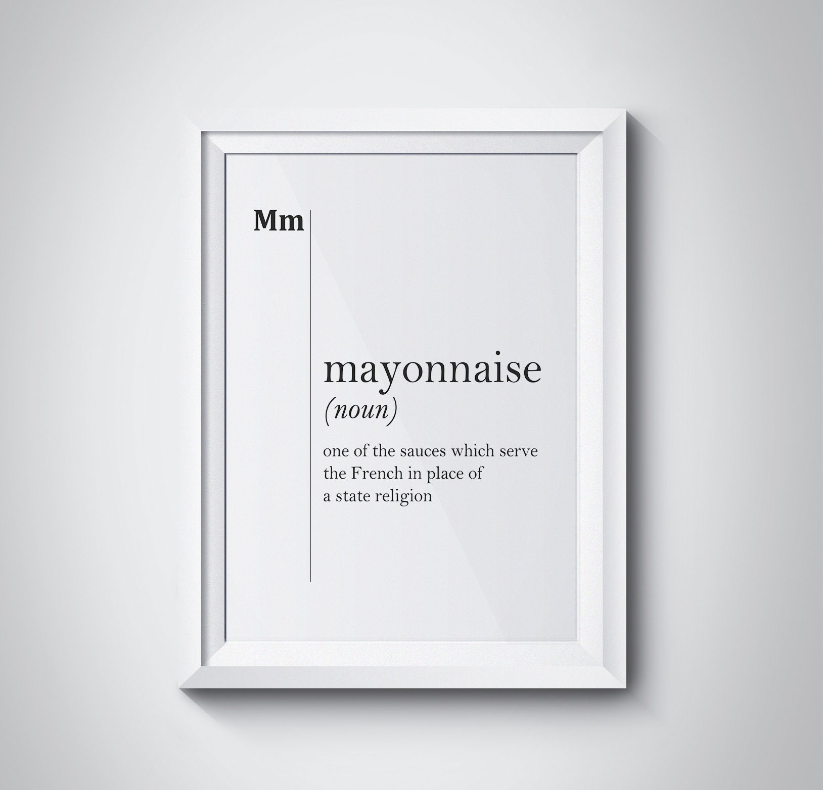 Mayonnaise Definition Kitchen Wall Decor Food Wall Art Gift Etsy
