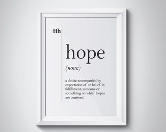 Hope Definition Hope Print Hope Wall Art Modern Print Minimalism Scandinavian Art Typography Dictionary Art Unique Wall Art Hope Poster
