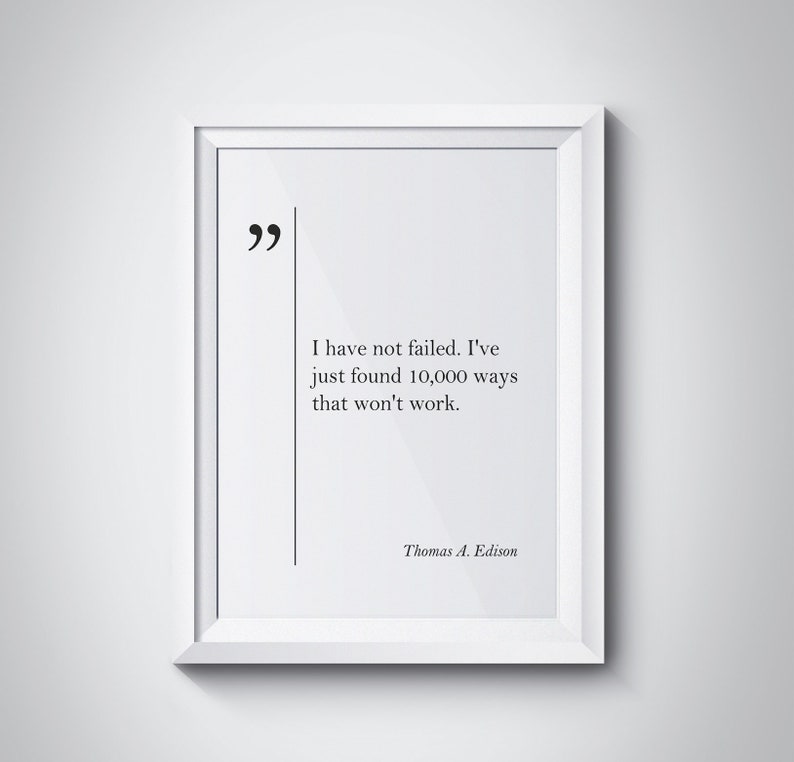 Thomas A. Edison Quote Motivational Wall Art Engineer Gift Thomas Edison Wall Art Coworker Gift Inspiring Wall Art Thomas Edison Print image 1