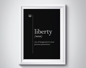 Liberty Definition Print Liberty Gift Office Wall Decor Home Decor Liberty Black Poster Politics Quotes Modern Art Lawyer Law Office Decor