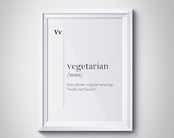 Vegetarisch Definition Print Vegan Lustiges Geschenk Vegane WandKunst Vegan Dekor Küche Dekor Vegetarisch Geschenk Home Decor Vegan Zitate Vegan Poster