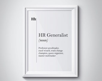 HR Generalist Gift HR Office Decor Human Resources Gift HR Definition Print Recruiter Coworker New Job Gift Professions Scandinavian Art