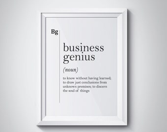 Business Genius Definition, Businessman Gift, Entrepreneur Gift, Office Decor