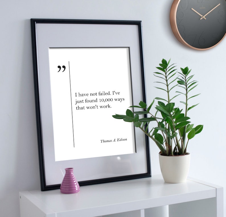 Thomas A. Edison Quote Motivational Wall Art Engineer Gift Thomas Edison Wall Art Coworker Gift Inspiring Wall Art Thomas Edison Print image 2