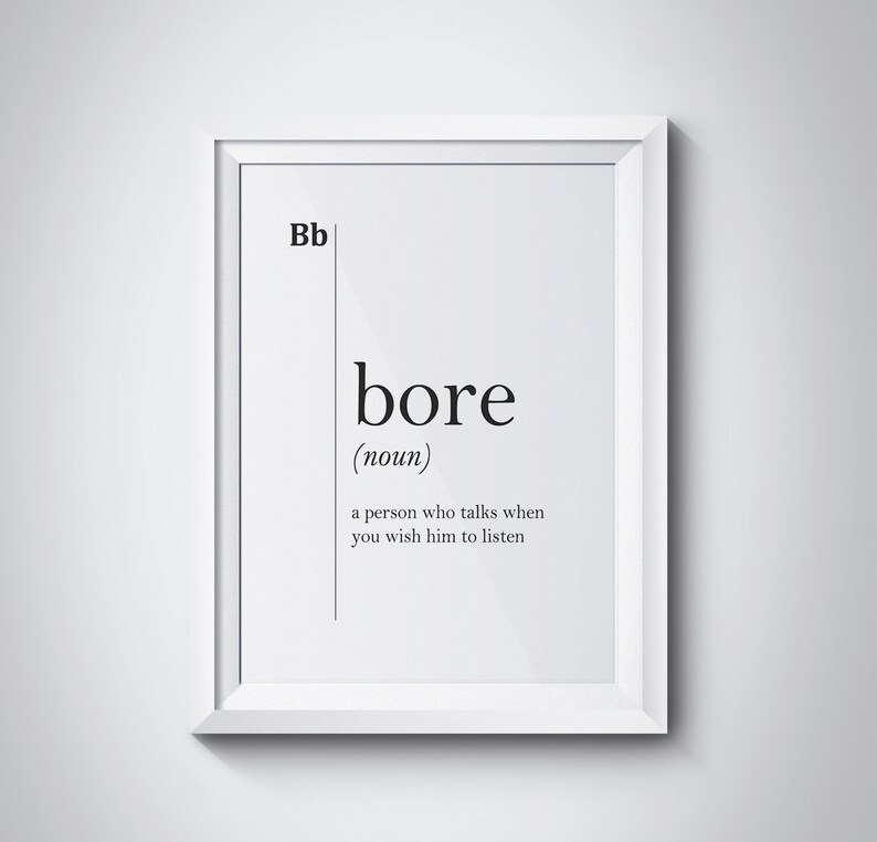 Bore Definition Poster Teacher Gifts Dorm College Wall Art Etsy
