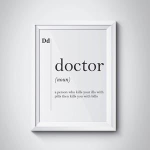 Doctor Definition Gift For Doctor Doctor Office Decor Medical Gifts Medicine Wall Art Typography Doctor Quote Dictionary Art Professions