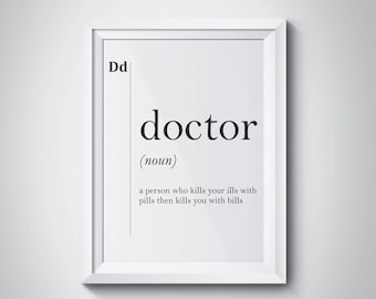 Doctor Definition Gift For Doctor Doctor Office Decor Medical Gifts Medicine Wall Art Typography Doctor Quote Dictionary Art Professions