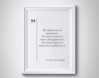 Lao Tzu and Tao Te Ching Quote Motivational Quotes Lao Tzu Wall Art Lao Tzu Print Inspiring Friend Gift Coworker Gift Tao Te Ching Wall Art