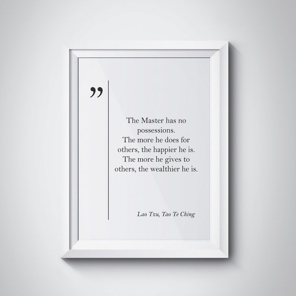 Lao Tzu and Tao Te Ching Quote Motivational Quotes Lao Tzu Wall Art Lao Tzu Print Inspiring Friend Gift Coworker Gift Tao Te Ching Wall Art