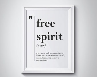 Free Spirit Definition Print Teenager Gift Idea Teen Room Decor Dorm Wall Art Modern Wall Decor Scandinavian Wall Art Friend Gift Dictionary