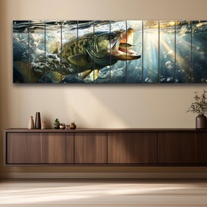 Largemouth Bass Print on Natural Wood – Fishing Wall Art