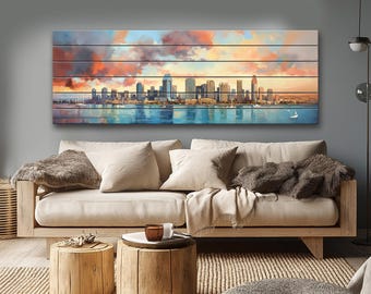 Rustic San Diego Wood Wall Art – Abstract San Diego Print on Wood