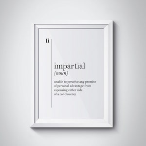 Impartial Definition Poster Friend Gift Office Decor Lawyer Gift Dorm Wall Art Coworker Gift New Job Gift Dorm Decor Dictionary Scandinavian