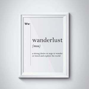 Wanderlust definición impresión inspiradora motivación viaje cartel pared arte viajero regalo hogar decoración digital escandinavo minimalismo arte