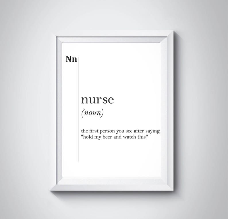 Enfermera Definicion Imprimir Regalo Para Enfermeras Etsy
