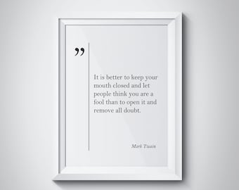 Mark Twain Quote Funny Friend Gift Journalist Gift Mark Twain Wall Art Inspiring Business Quotes Mark Twain Poster Minimalism New Job Gift
