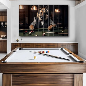 Rustic Shepherd Playing Billiards Printed on Wood, Billiards Wall Art, Billiards Club Decor, Billiard Player Gift, Man Cave Decor