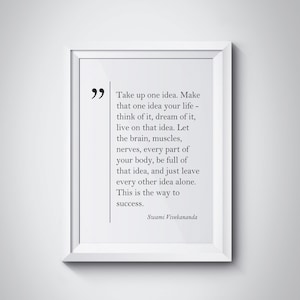 Swami Vivekananda Quote Graduation Gift Success Print Student Print Education Poster Motivational Print Office Wall Decor Inspiring Wall Art