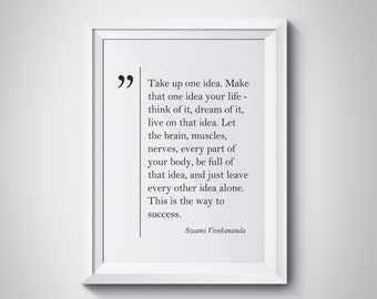 Swami Vivekananda Quote Graduation Gift Success Print Student Print Education Poster Motivational Print Office Wall Decor Inspiring Wall Art