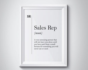 Sales Rep Definition Print, Sales Representative Poster, Funny Sales Rep Gift, Coworker Gift, Funny Sales Office Decor