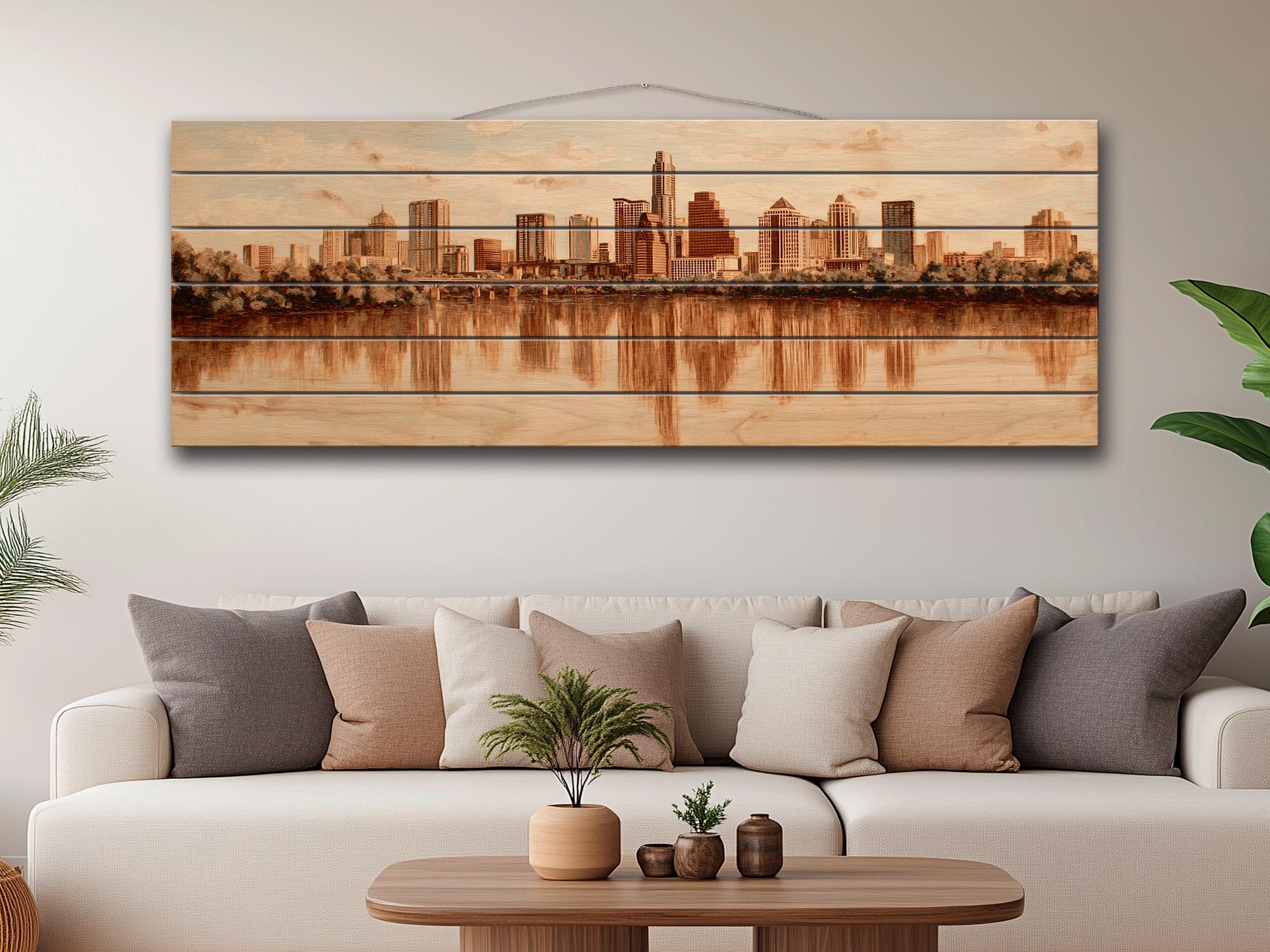 Retro Austin Skyline Print on Wood, Vintage Austin Wall Art - Etsy