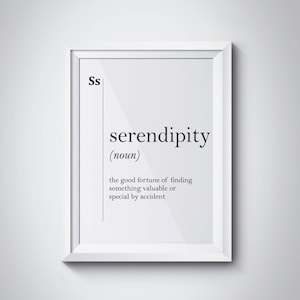 Serendipity Definition Wall Art Minimalist Poster Scandinavian Dictionary Poster Home Decor Gift Typography Print Lucky Gift Luck Wall Art