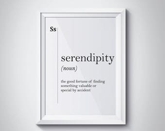 Serendipity Definition Wall Art Minimalist Poster Scandinavian Dictionary Poster Home Decor Gift Typography Print Lucky Gift Luck Wall Art