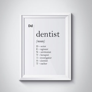 Dentist Gift Dentist Definition Dentist Poster Dental Office Decor Orthodontist Gift Stomatology Gifts Professions Dental Gift Dentist Print