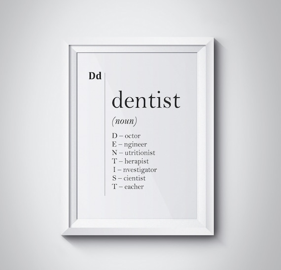 Dentist Gift Dentist Definition Dentist Poster Dental Office Etsy India