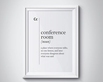 Conference Room Definition Office Wall Decor Boss Gift Manager Gift Coworker Gift Conference Room Decor New Job Gift Office Art Dictionary