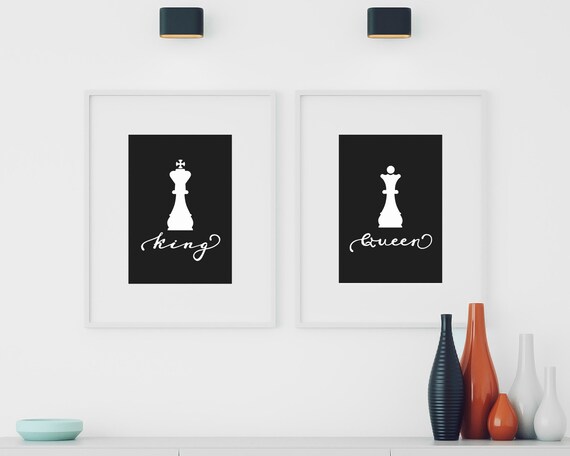 King Queen Print Bedroom Wall Art Couple Family Decor Poster Etsy
