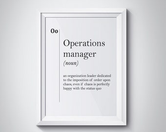 Operations Manager Definitie Print Gift voor Collega Boss Grappige Poster Office Decor Nieuwe Job Dictionary Art Minimalistische Wall Art Typografie