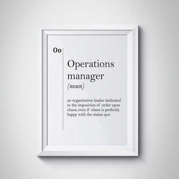 Operations Manager Definition Print Gift for Coworker Boss Funny Poster Office Decor New Job Dictionary Art Minimalist Wall Art Typography