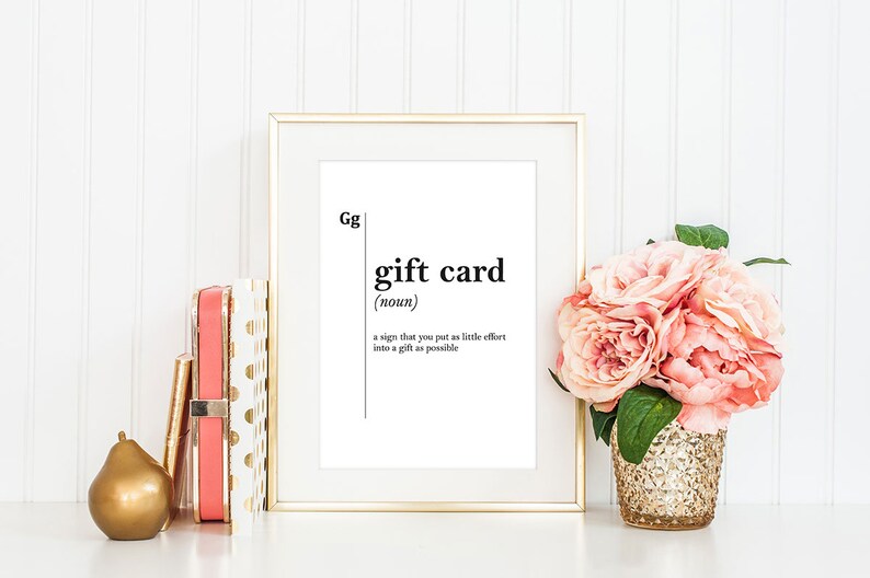 Gift Card Definition Print Friend Gift Dorm Office Decor Etsy
