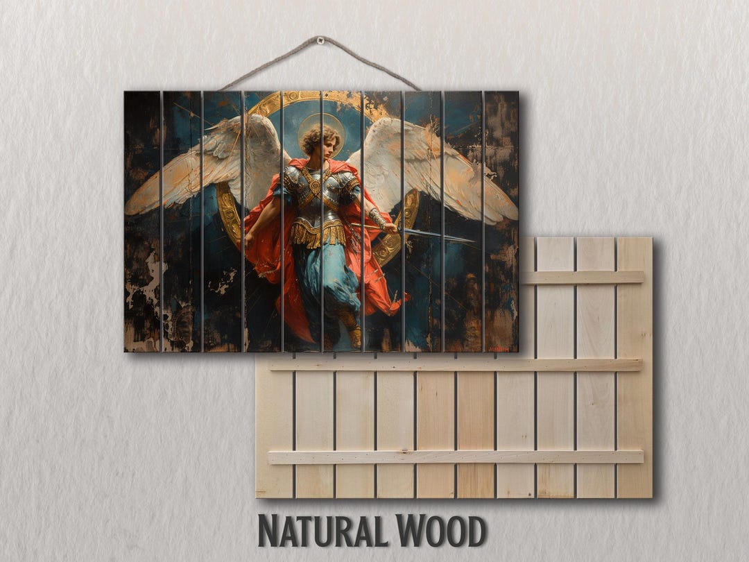 Wood Wall Art - Saint Michael the Archangel Printed on Wood, Rustic ...