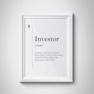 Investor Poster, Investor Definition, Investor Gift, Entrepreneur Gift, Investing Wall Art, Investor Office Wall Decor