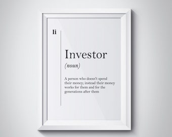 Investor Poster, Investor Definition, Investor Gift, Entrepreneur Gift, Investing Wall Art, Investor Office Wall Decor