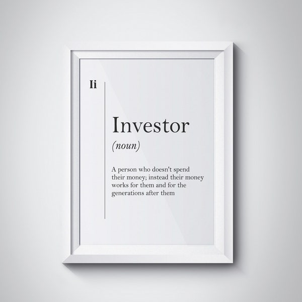 Investor Poster, Investor Definition, Investor Gift, Entrepreneur Gift, Investing Wall Art, Investor Office Wall Decor