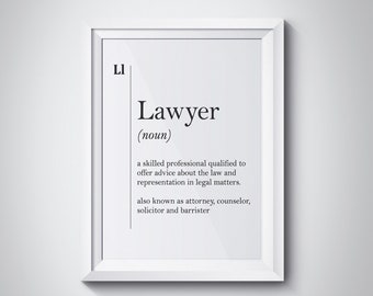 Lawyer Definition Print, Lawyer Gift, Lawyer Office Decor, Attorney Gift, Coworker Gift, Law Wall Art