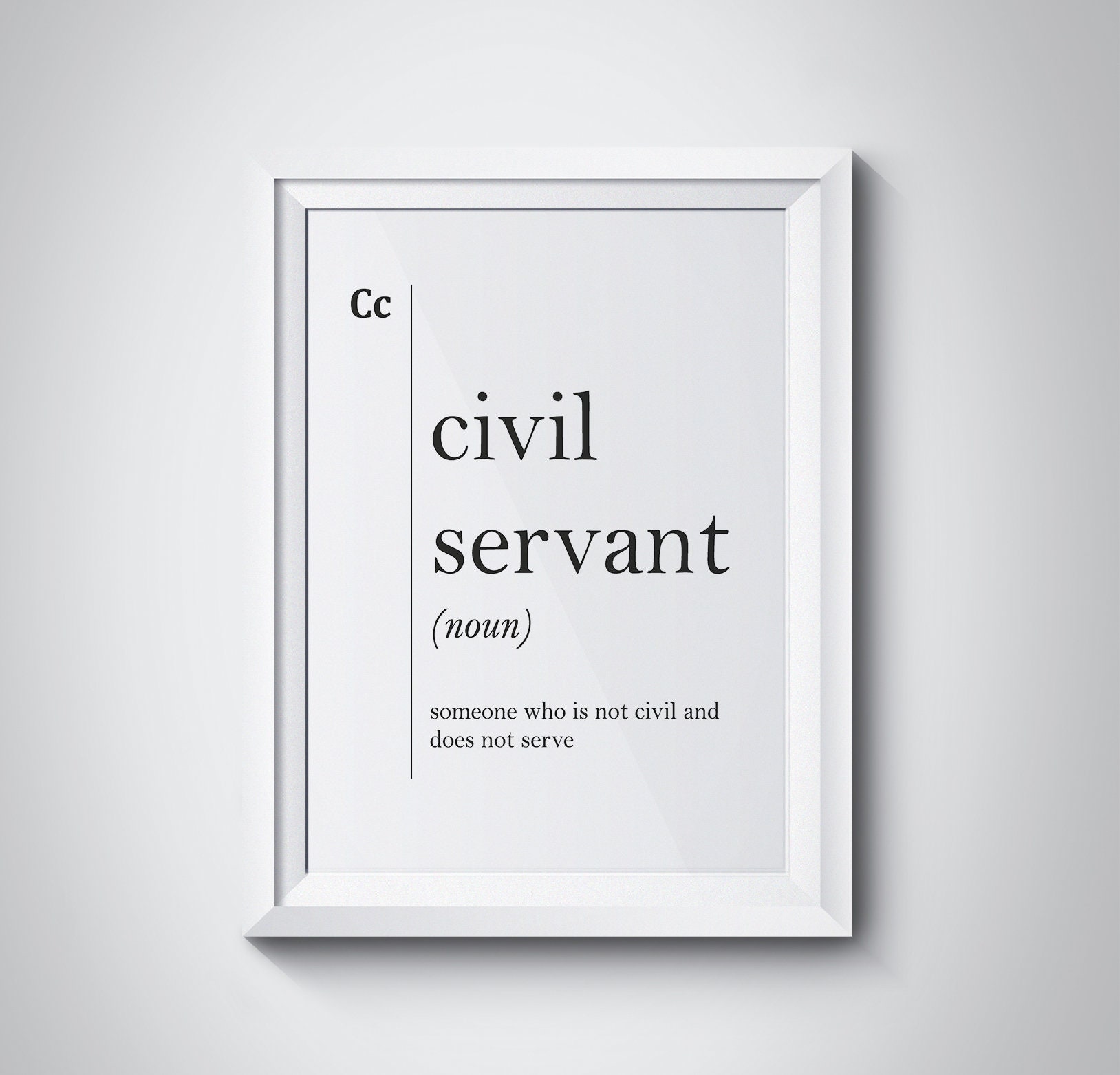 Civil Servant Definition Poster Gift for Coworker New Job Office Decor