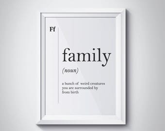 Family Definition Art Family Wall Art Funny Home Wall Art Poster Minimalist Print Affiche Gift Scandinavian Poster Family Wall Art Kitchen