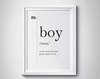 Boy Funny Definition Print Boys Room Decor Nursery Decor Family Wall Art Boy Poster Son Gift Grandson Gift New Mother Gift Baby Shower Gift